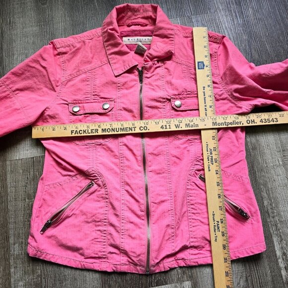 Maurices Utility Jacket Pink Womens Size Large Zip Up Pockets Sleeves Snaps - Picture 7 of 13